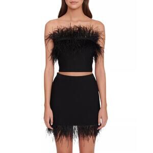 STAUD Black Feather Chaya Skirt Size M NWT Retail $272 Tuckernuck